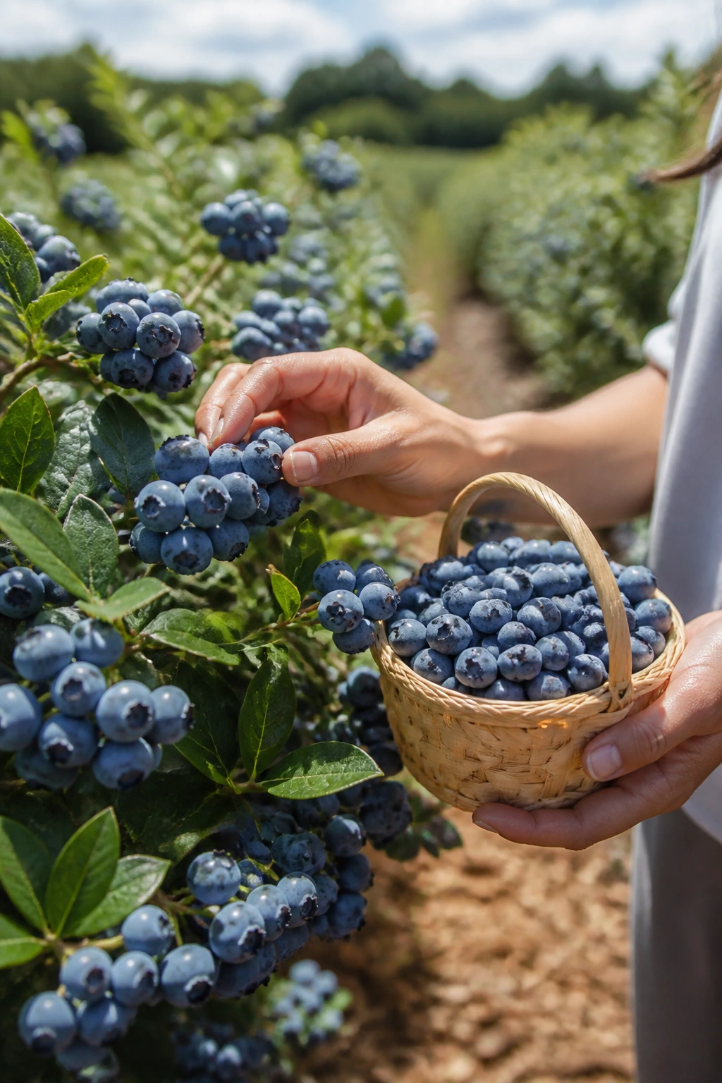 When Are Blueberries In Season? Harvest Season By Regions 2 Close-up of hands collecting blueberries in a North American farm