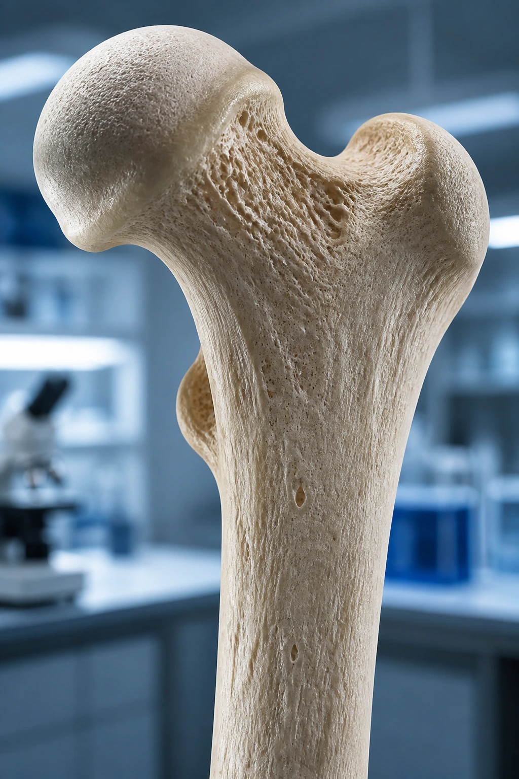 Close-up 3D render of a human bone filling the frame.