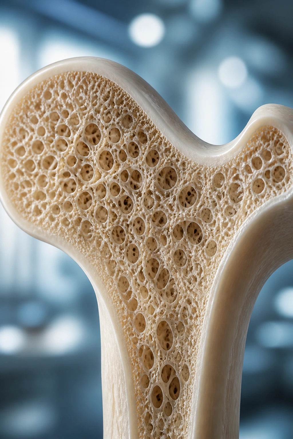 Close-up of a bone cross-section showing dense bone structure