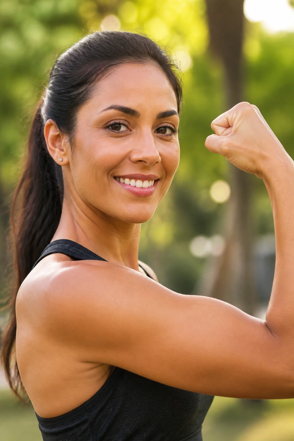 Healthy adult outdoors showing bone strength and density