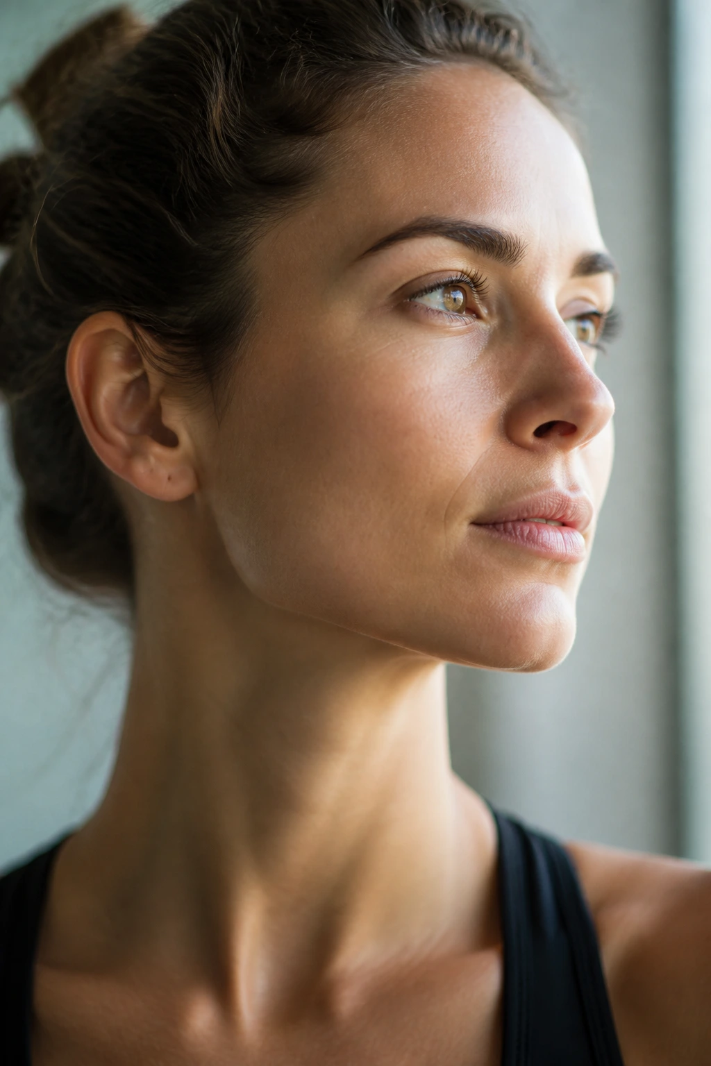 Close-up portrait emphasizing bone structure of a real person