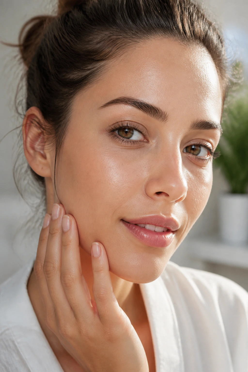 12 Surprising Benefits Of Eating Oranges For Skin And Hair 3 Close-up of a real person's bright, even skin tone in morning light