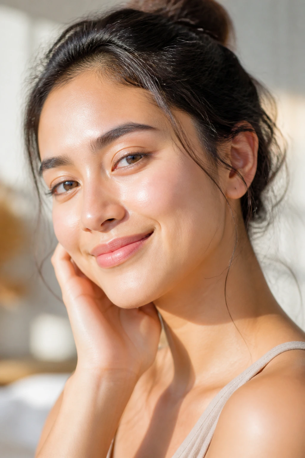 10 Amazing Benefits of Eating Plums for Skin 5 Close-up of a real person's bright, glowing skin.