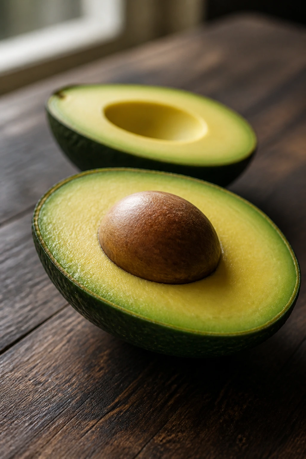 Cross-section of Brogden Avocado showing creamy flesh