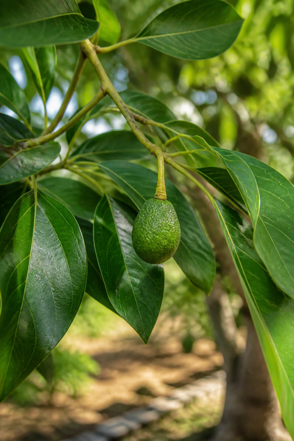 Brogden Avocado tree branch with developing fruit
