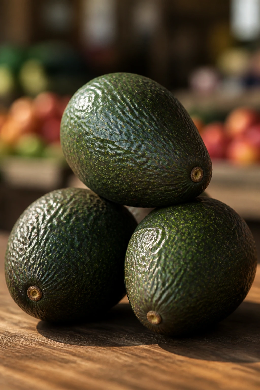 Stack of Brogden Avocados on wooden surface