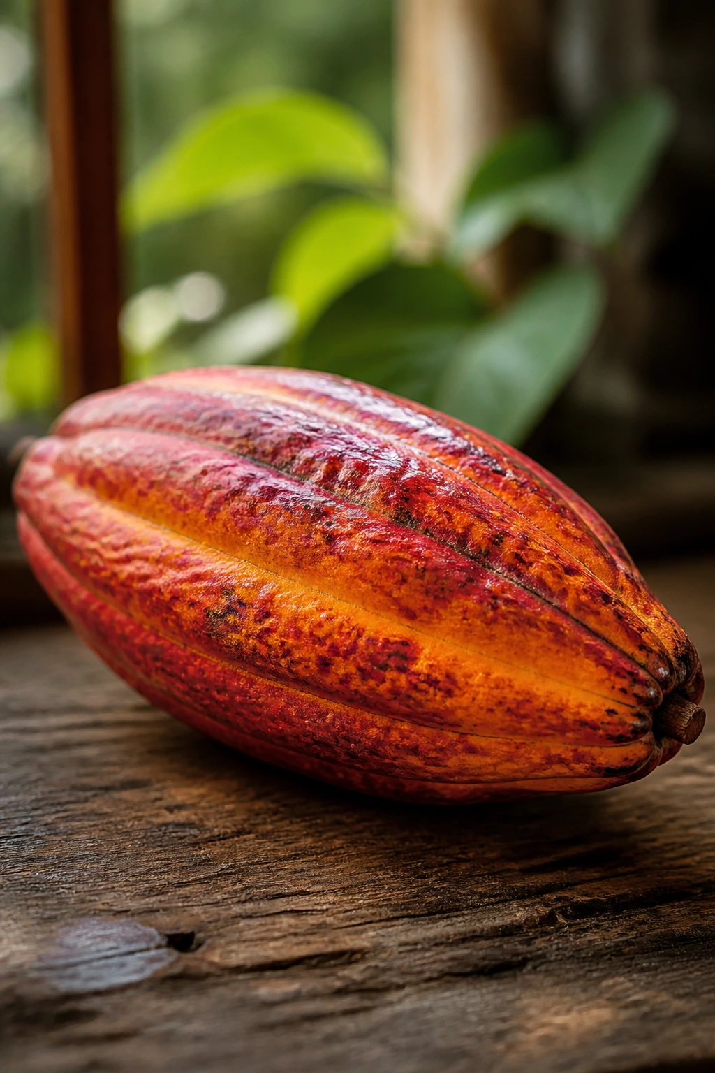 Can You Eat Raw Cacao Fruit? Is It Safe To Eat? 4 Ripe cacao fruit on rustic wooden surface