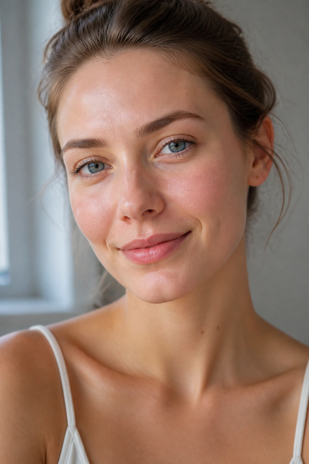 10 Surprising Benefits Of Eating Salad For Skin Health 8 Close-up of a person with calm, redness-free skin in soft daylight