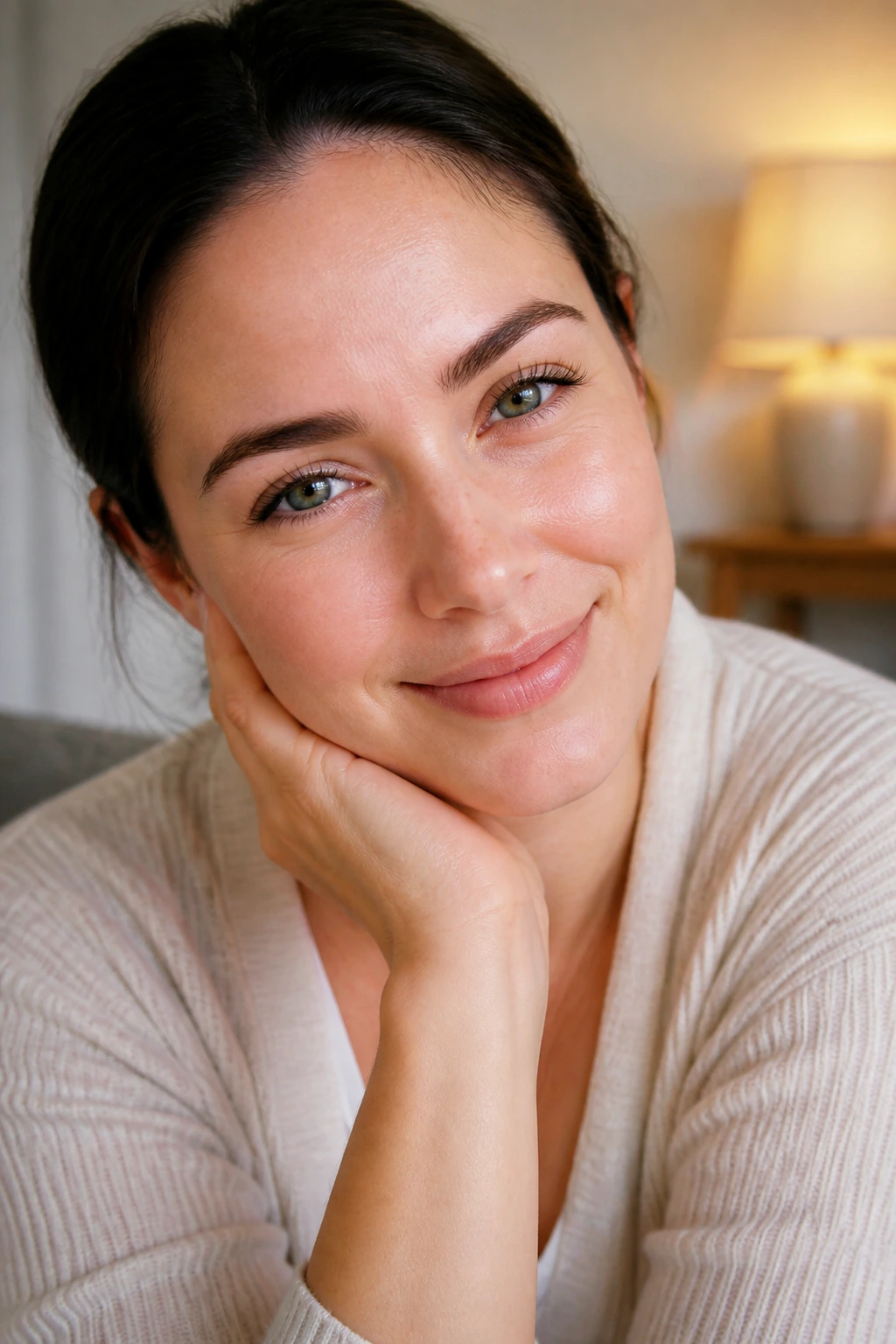 10 Amazing Benefits of Eating Plums for Skin 9 Close-up of calm, even-toned skin on a real person's face