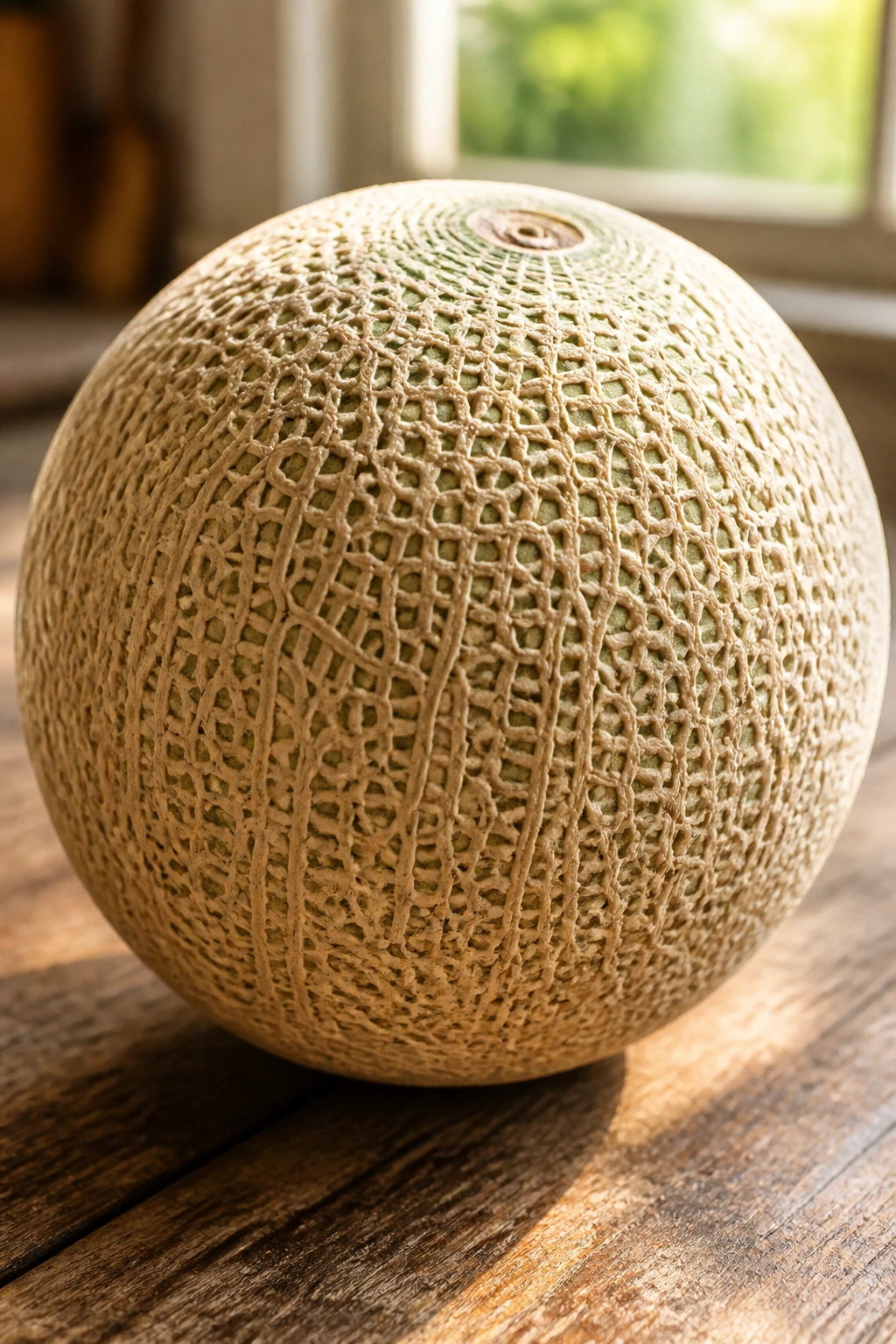 Is Cantaloupe A Tropical Fruit? All You Need To Know 1 Close-up of a ripe cantaloupe filling the frame on a rustic kitchen counter