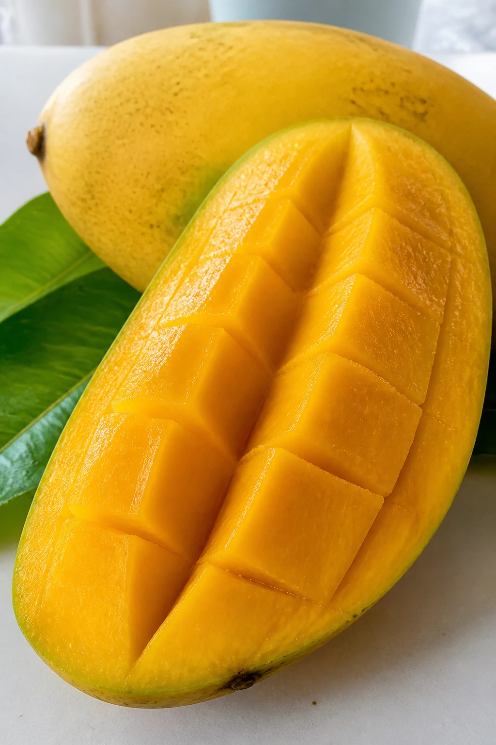 Mango slices showing vibrant flesh emphasizing nutrition
