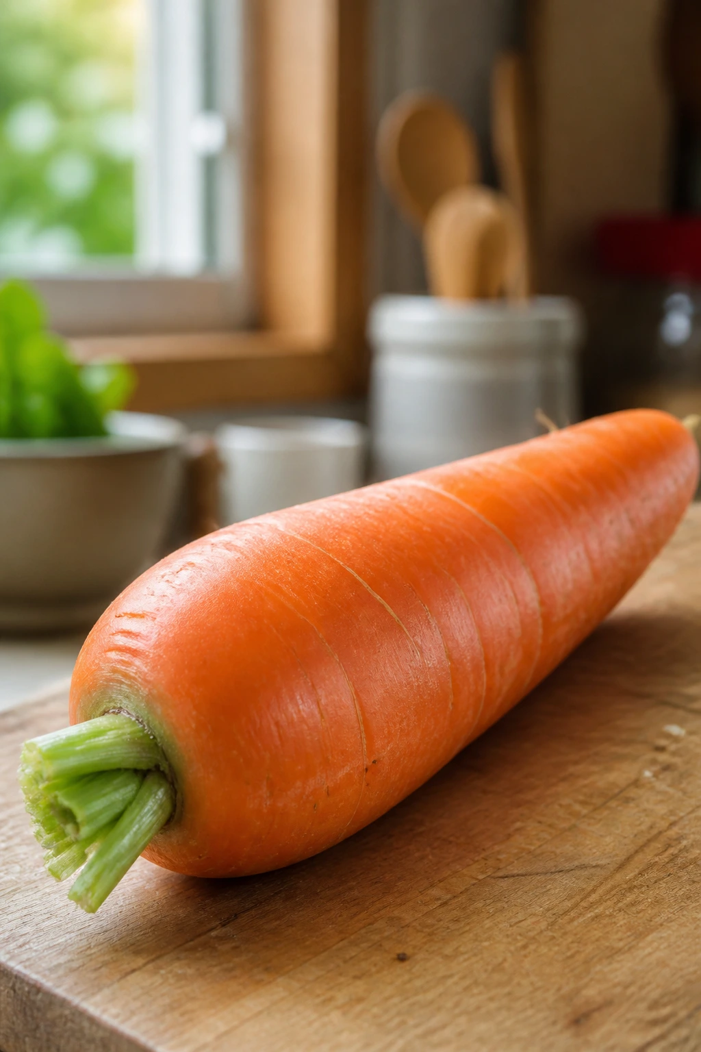 Can Gerbils Eat Carrots? All You Need To Know 4 Close-up of a fresh carrot on a wooden cutting board
