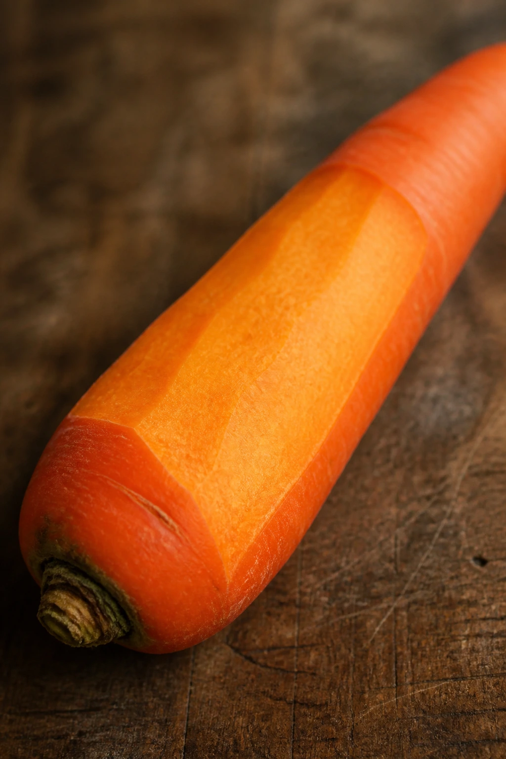 What Is The pH Of A Carrot? Is It Acidic Or Alkaline? 3 Carrot with peeled section showing inner flesh on wood