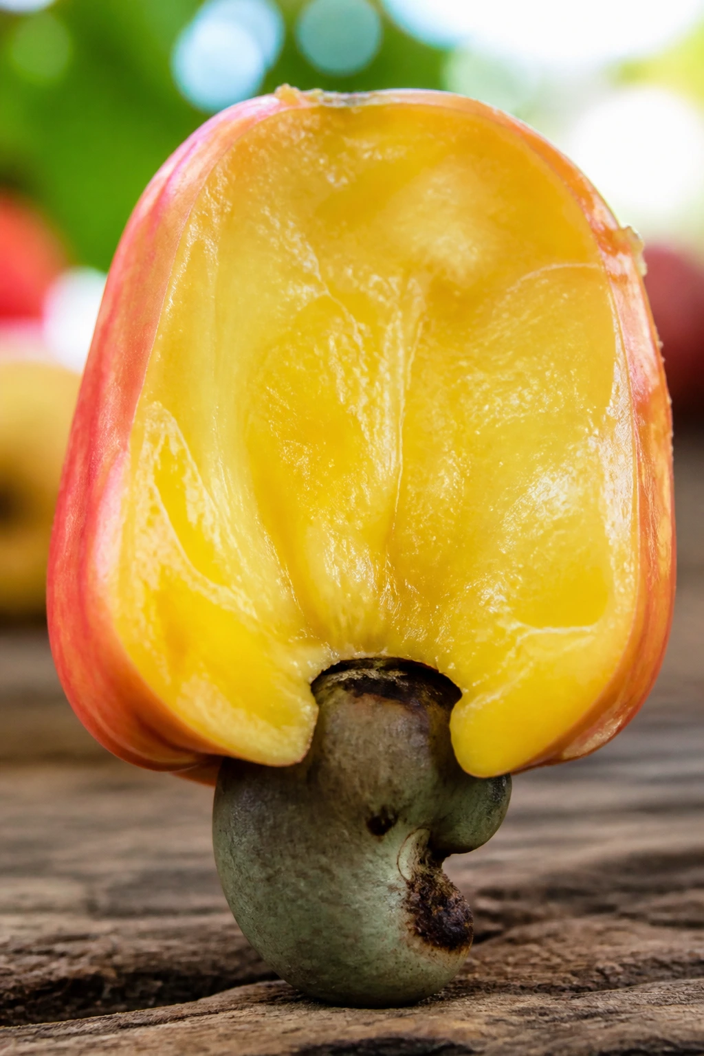 What Does Cashew Fruit Taste Like? 4 Macro shot of juicy cashew flesh with smooth texture