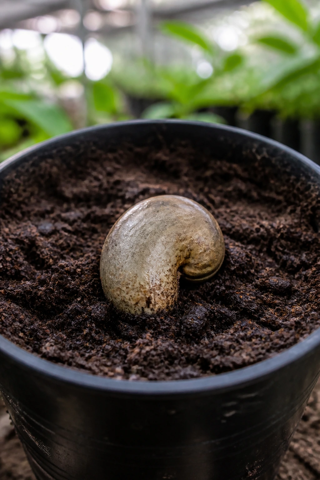 How To Grow Cashew Nuts From Seeds: Step-By-Step Guide 4 Macro shot of a raw cashew seed in soil