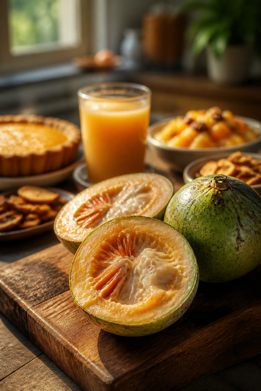 Cecropia Fruit:Â Nutrition Facts, Health Benefits, And More 8 Close-up of ripe Cecropia fruit halved to show juicy flesh on a wooden board
