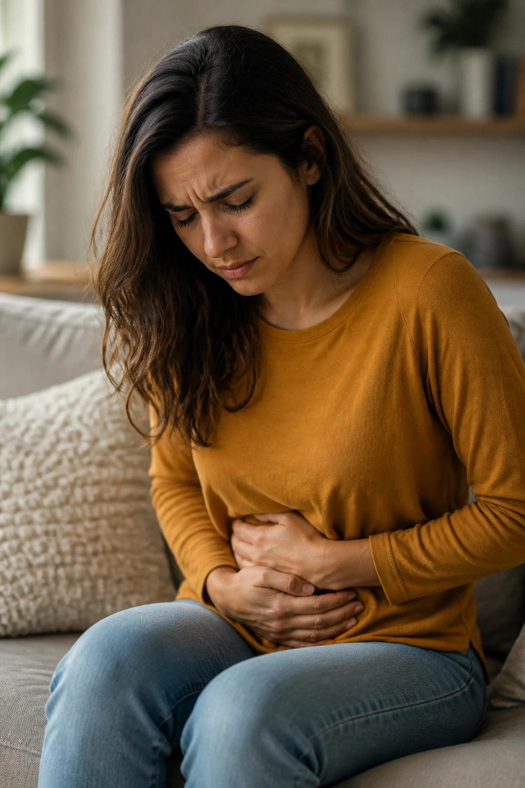 Is Pineapple Gluten-Free? Here's What You Need To Know 2 Portrait of a person showing stomach discomfort to illustrate celiac disease and gluten sensitivity