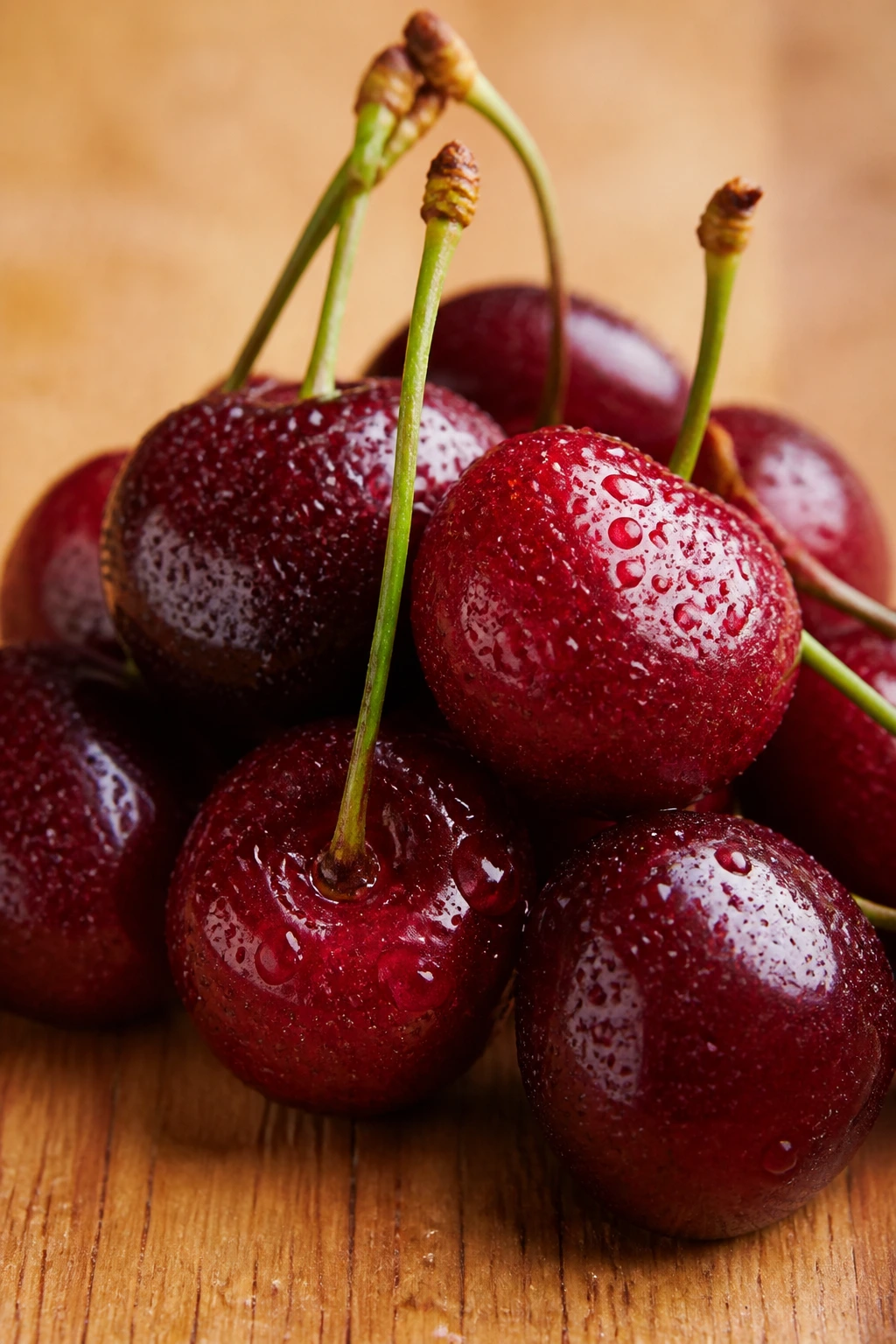 Pregnancy Superfood: Are Cherries Good During Pregnancy? 9 Water-droplet covered cherries filling the frame