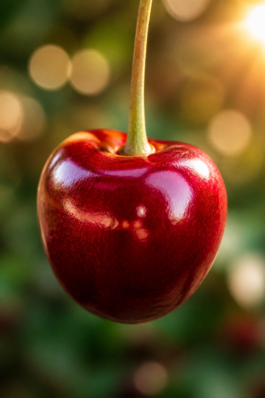 Close-up cherry symbolizing hope and renewal in a sunlit garden.