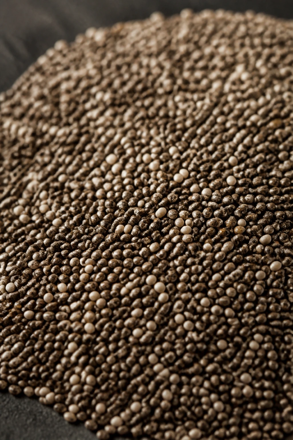 Macro close-up of chia seeds filling the frame.