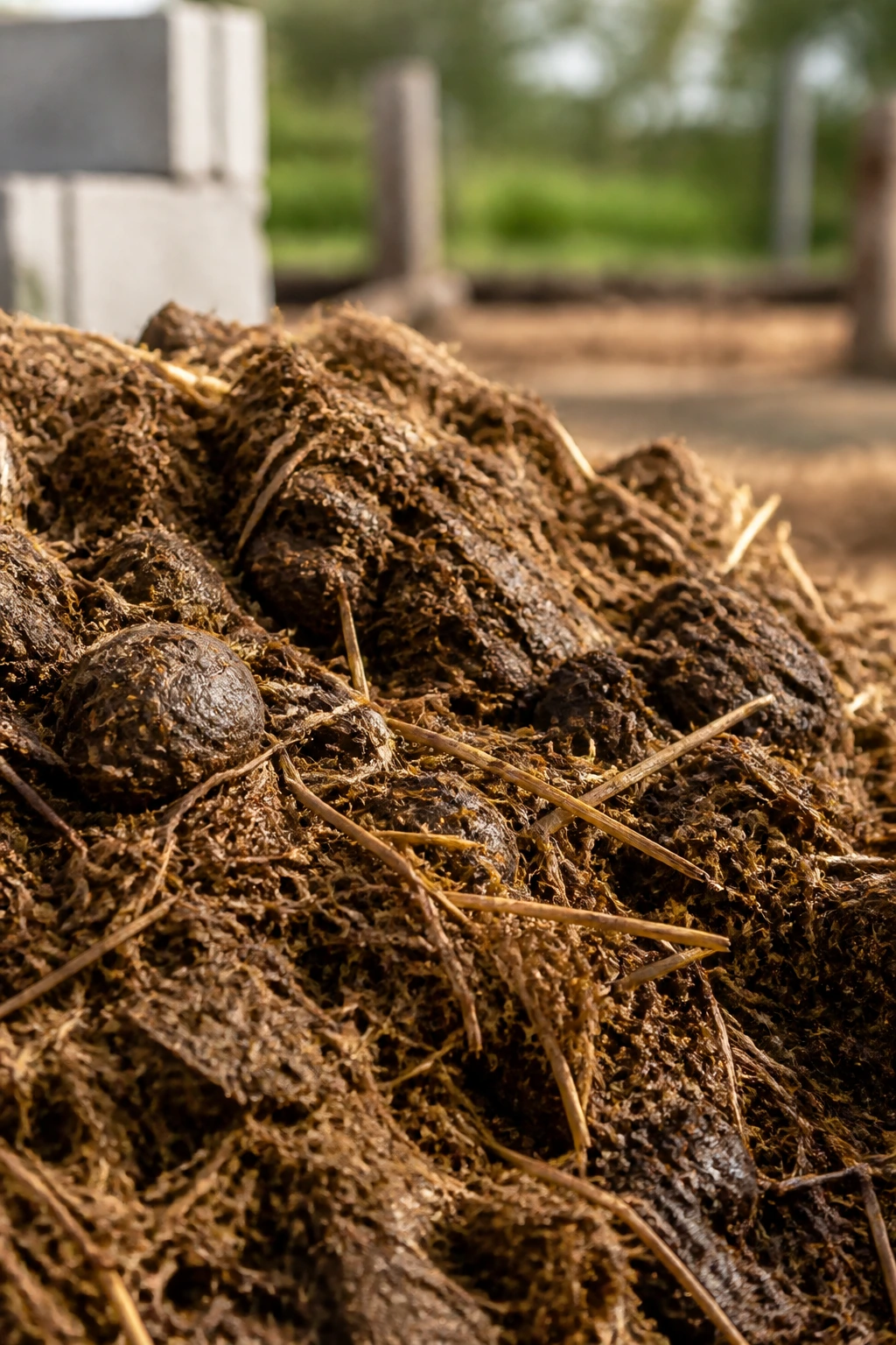 Is Chicken Manure Good For Fruit Trees Or Not? 2 Close-up of chicken manure pile with straw in outdoor garden compost area