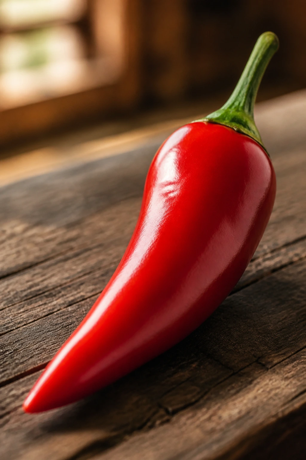 Close-up chili pepper filling the frame with vibrant red skin
