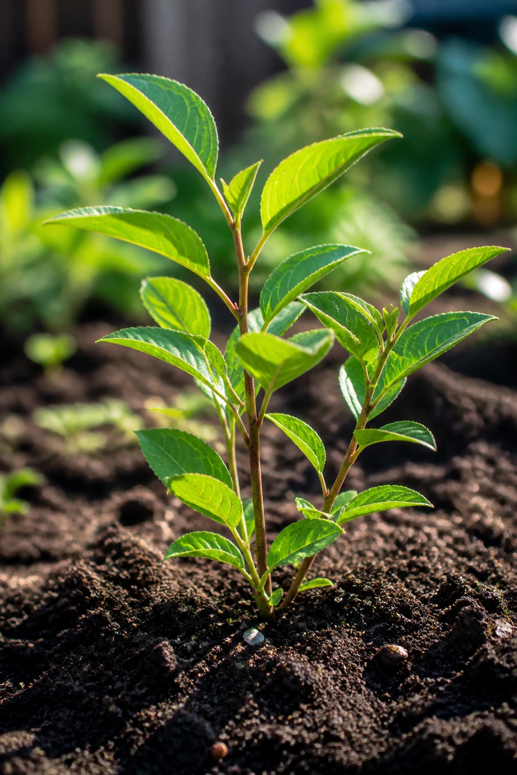 How To Grow Chokecherry From Seed: Step-By-Step Guide 2 Medium close-up of a young chokecherry plant in a sunny garden bed
