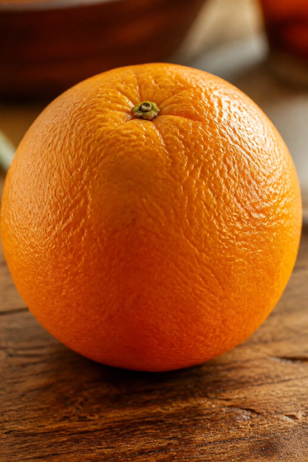 Close-up of a single orange highlighting citrus fruit texture