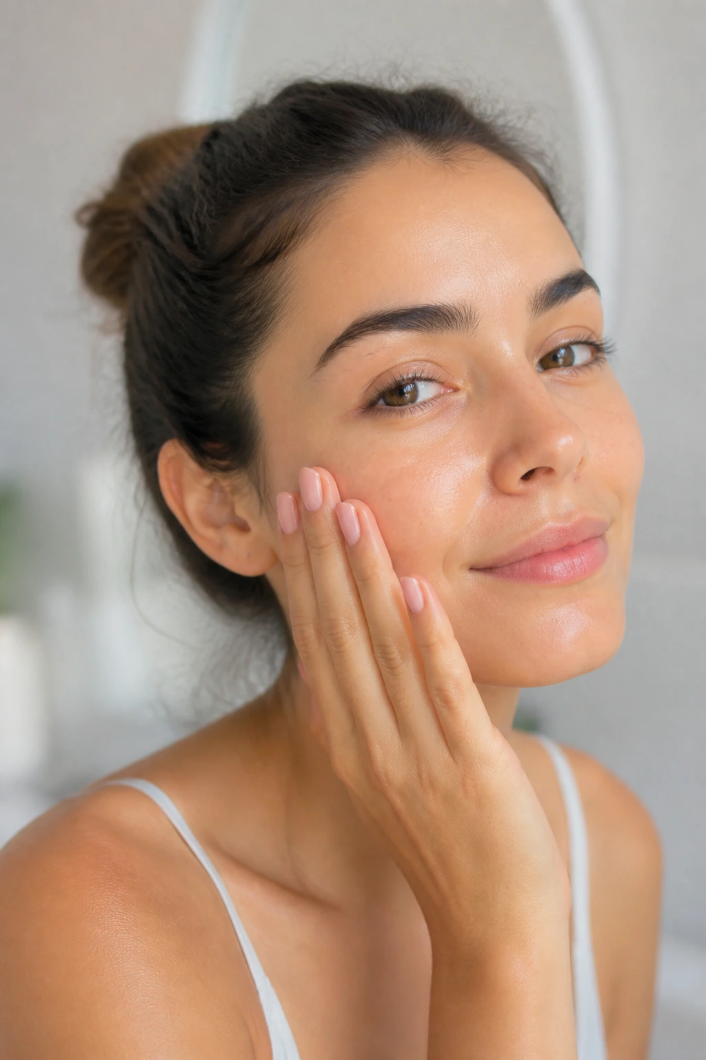 Close-up portrait of clear, radiant skin