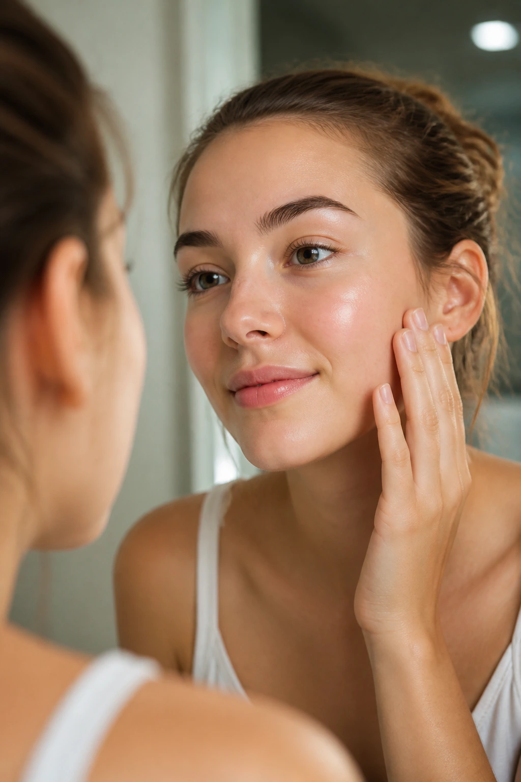 10 Amazing Benefits of Eating Plums for Skin 8 Close-up of a real person's clear cheek with no acne