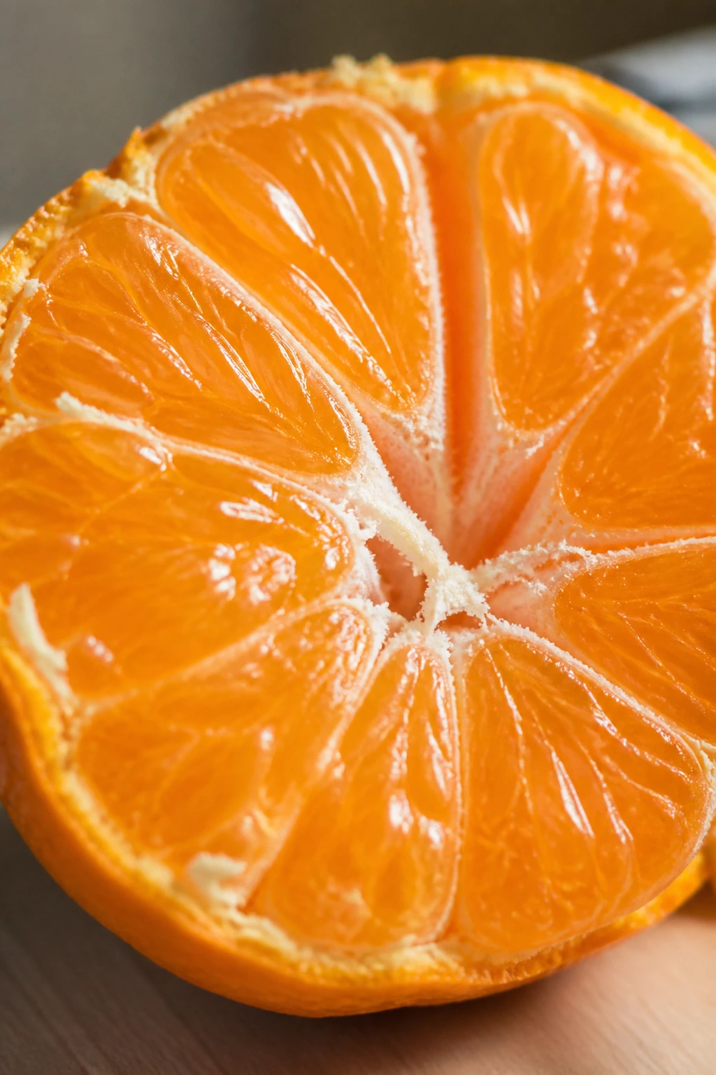 Banishing Breakouts: Are Clementines Good For Acne? 2 Close-up of a peeled Clementine half with bright orange segments