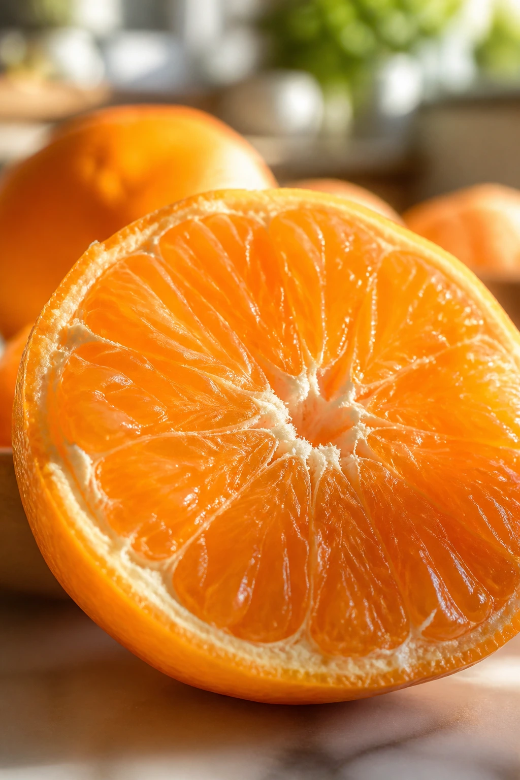 Banishing Breakouts: Are Clementines Good For Acne? 8 Peeled clementine half with juicy segments in sunlit kitchen