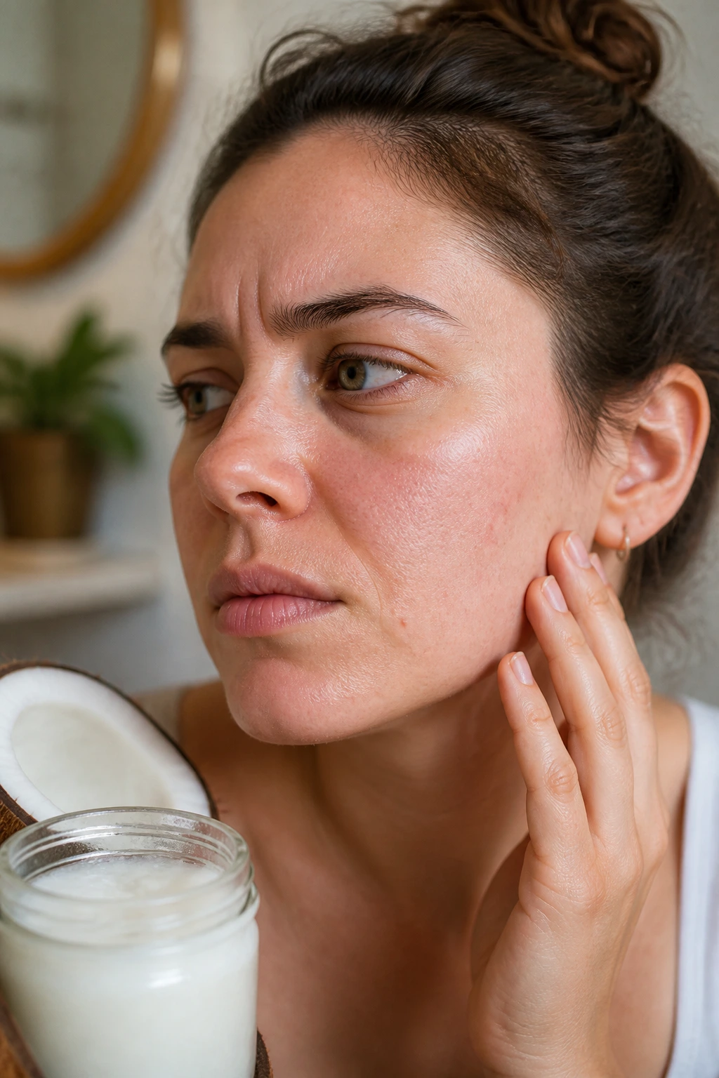 Close-up of mildly irritated skin with redness and visible pores indicating downsides