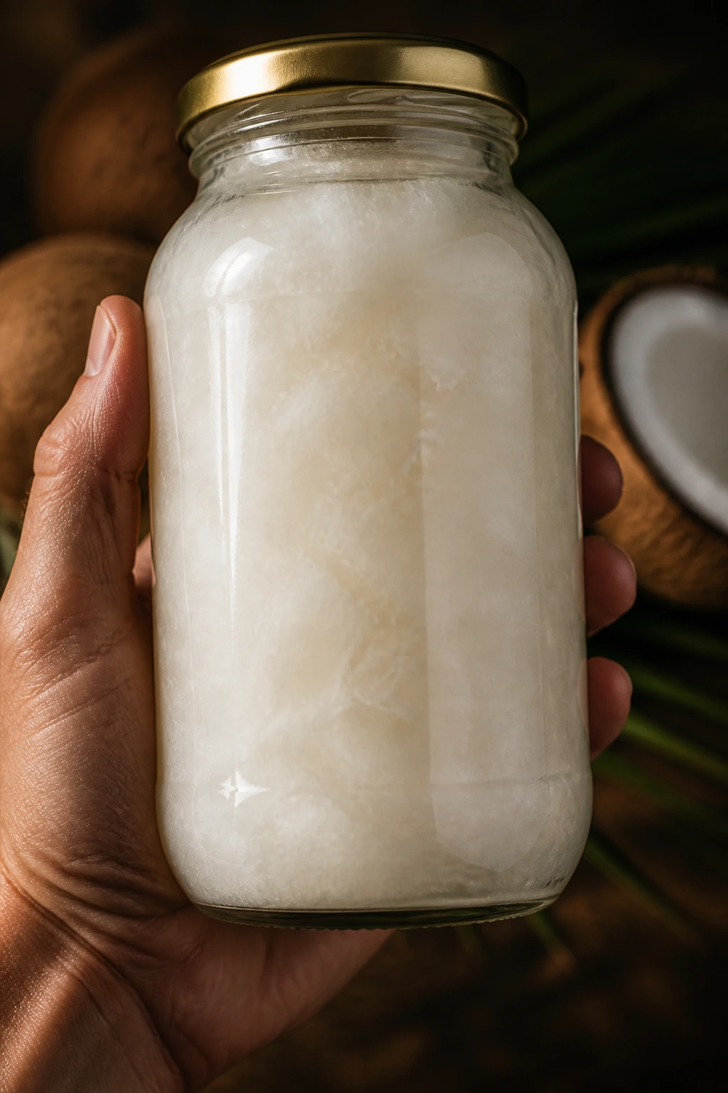 The Golden Pick: How To Choose A Good Coconut Oil Like A Pro 4 Hand holding virgin coconut oil bottle for best coconut oil selection