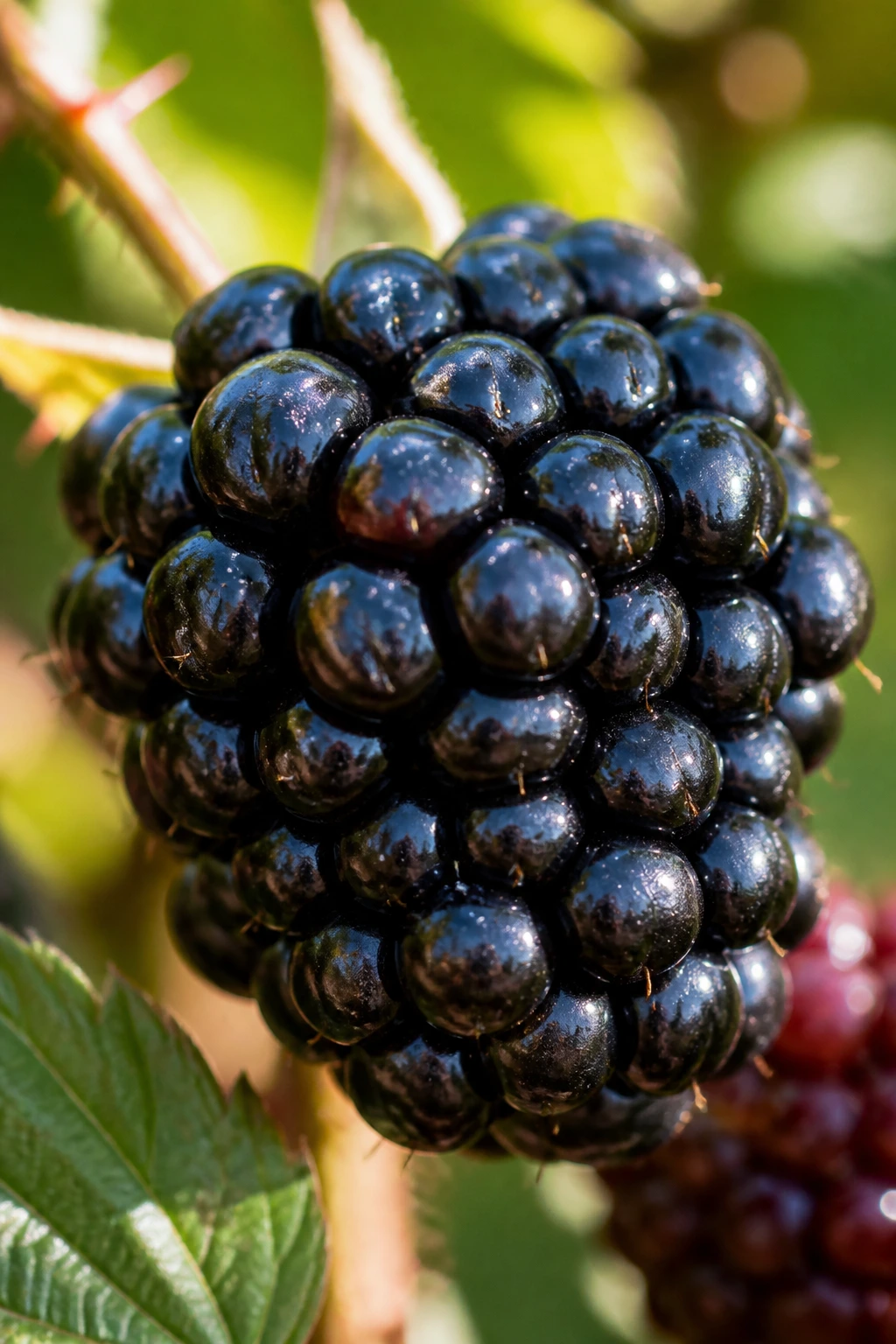 Close-up Columbia Star blackberry on a natural surface