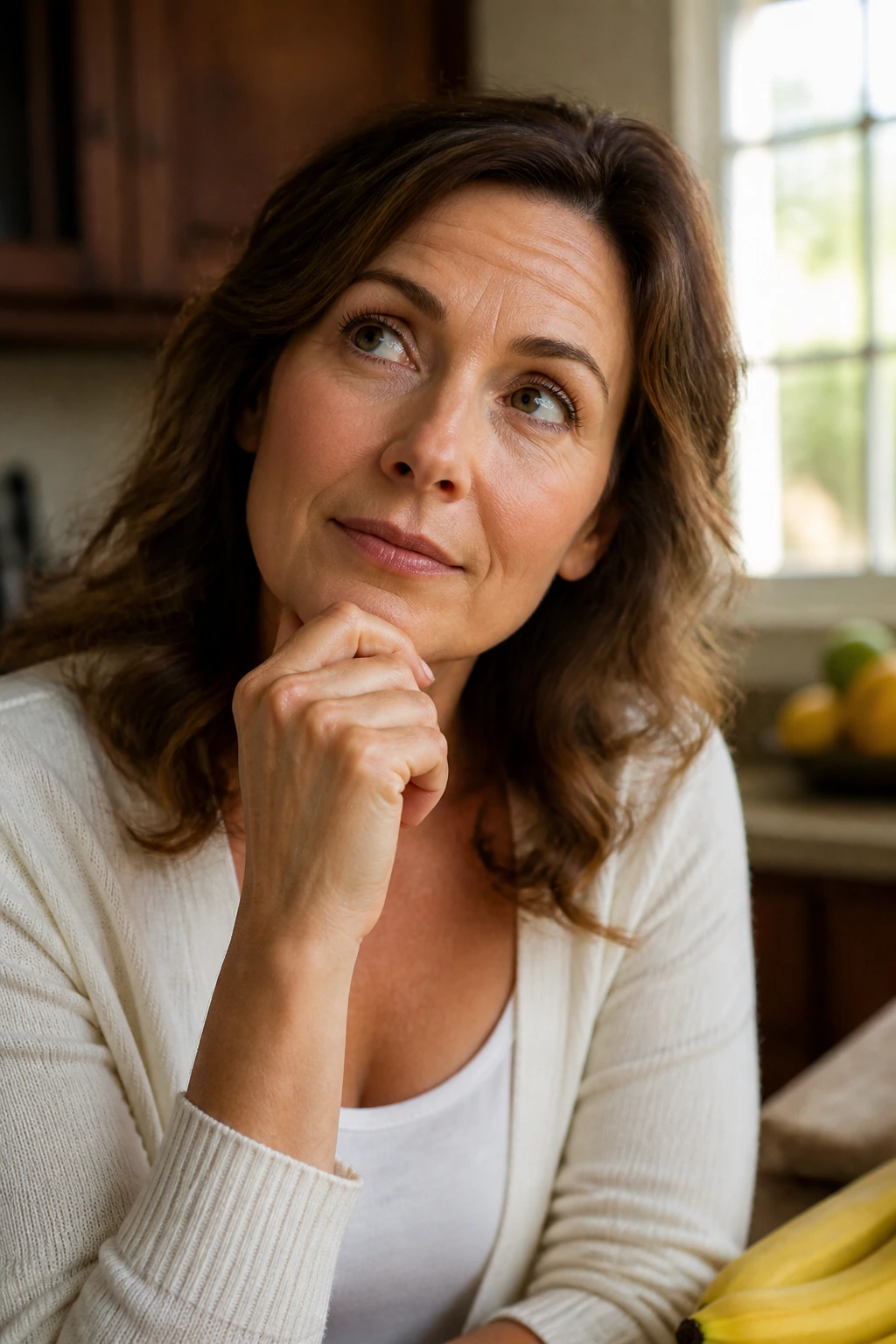 Portrait of a person in a kitchen, exploring common questions about bananas and bone health
