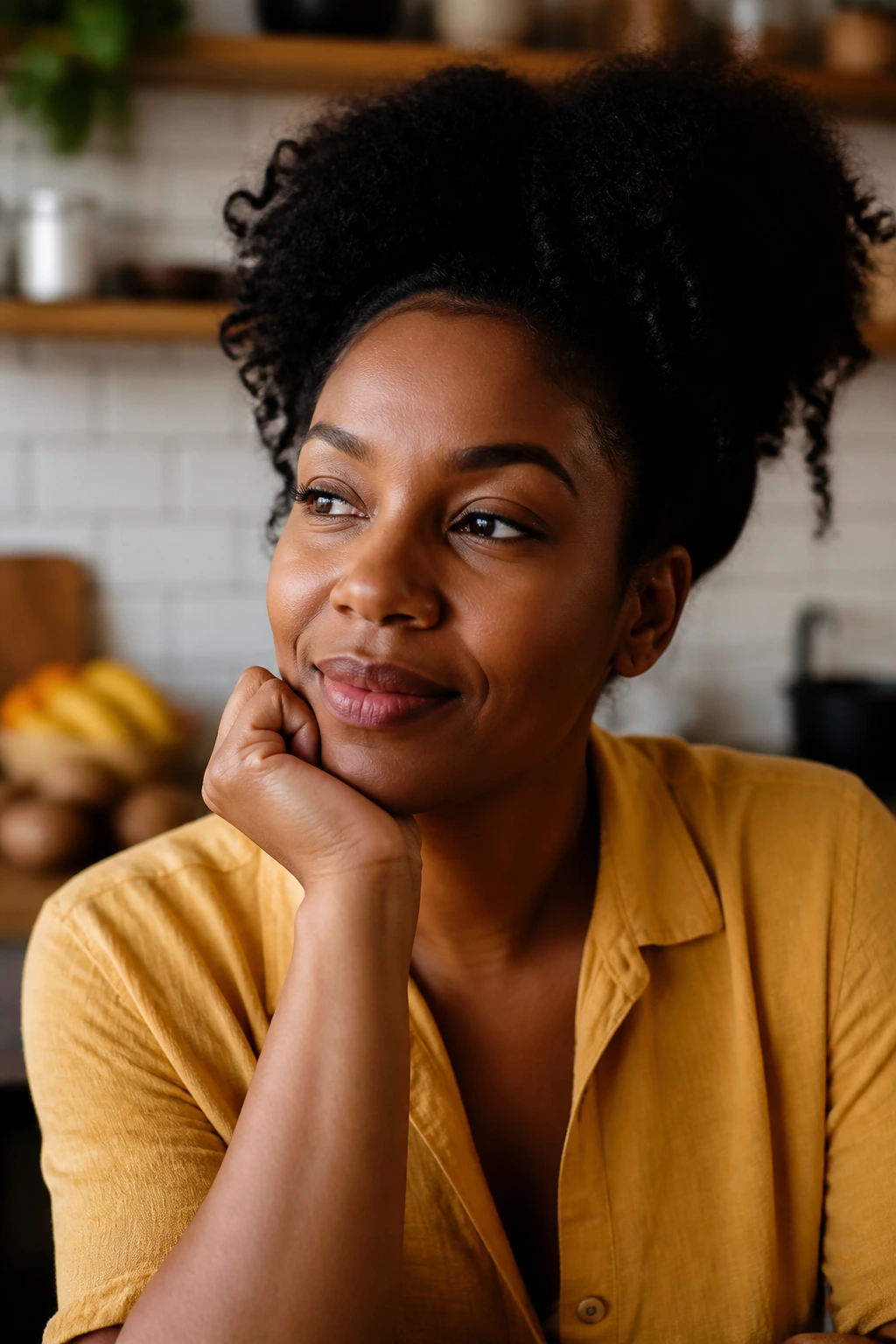 Plantain Vs Potato: Which is Better? Let's Find Out 10 Portrait of a thoughtful person in a cozy kitchen