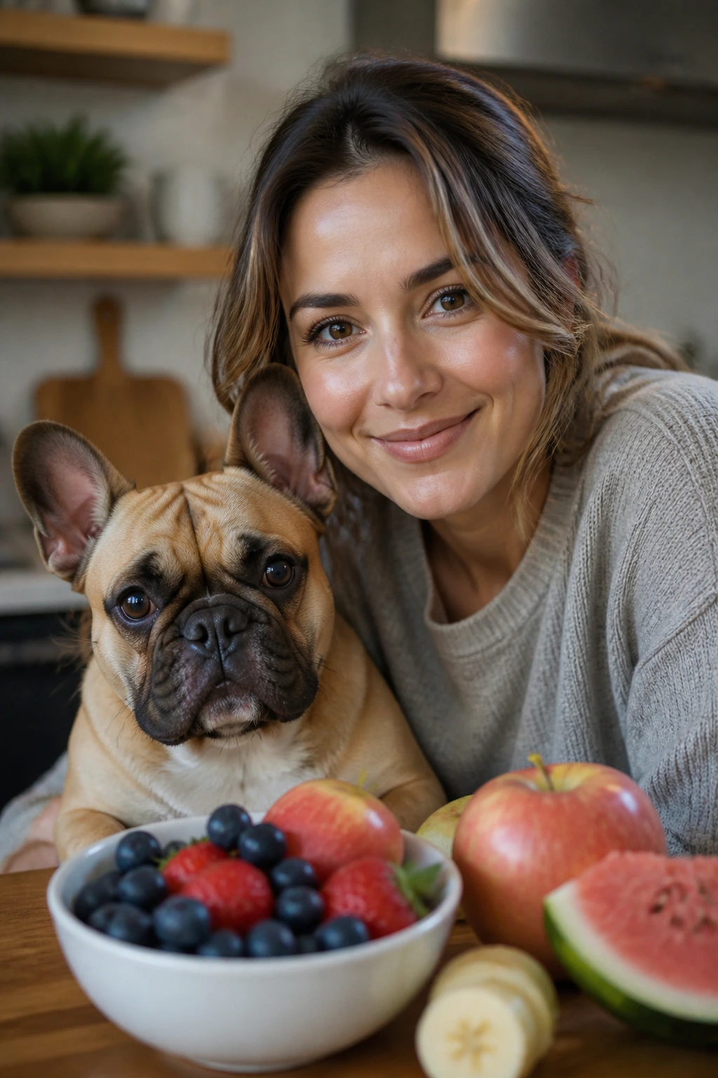 Close-up portrait of a person in a cozy kitchen