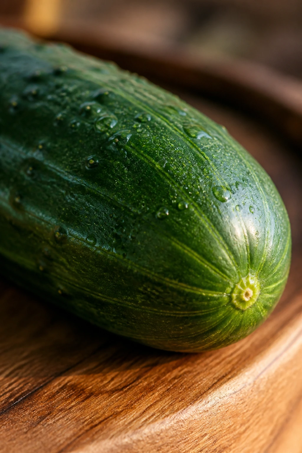 Cucumber on a wooden surface highlighting anti-inflammatory properties