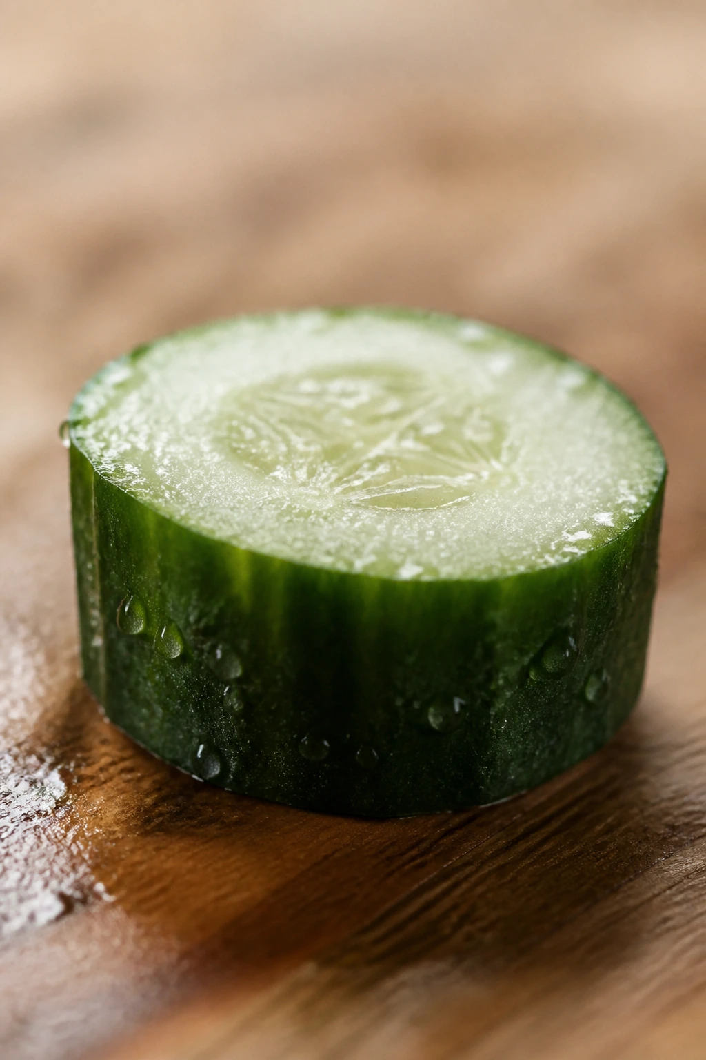 Can Gerbils Eat Cucumbers? All You Need To Know 4 Cucumber piece with water droplets on a wooden surface