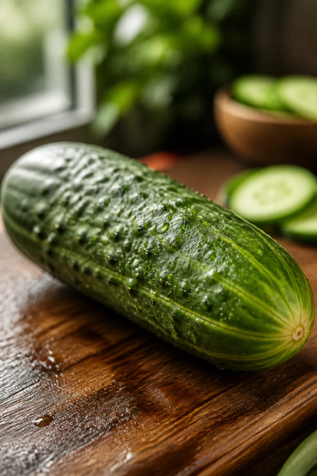 Is Cucumber Good For Fertility In Male And Female? 6 Cucumber on wooden surface with dew in a kitchen