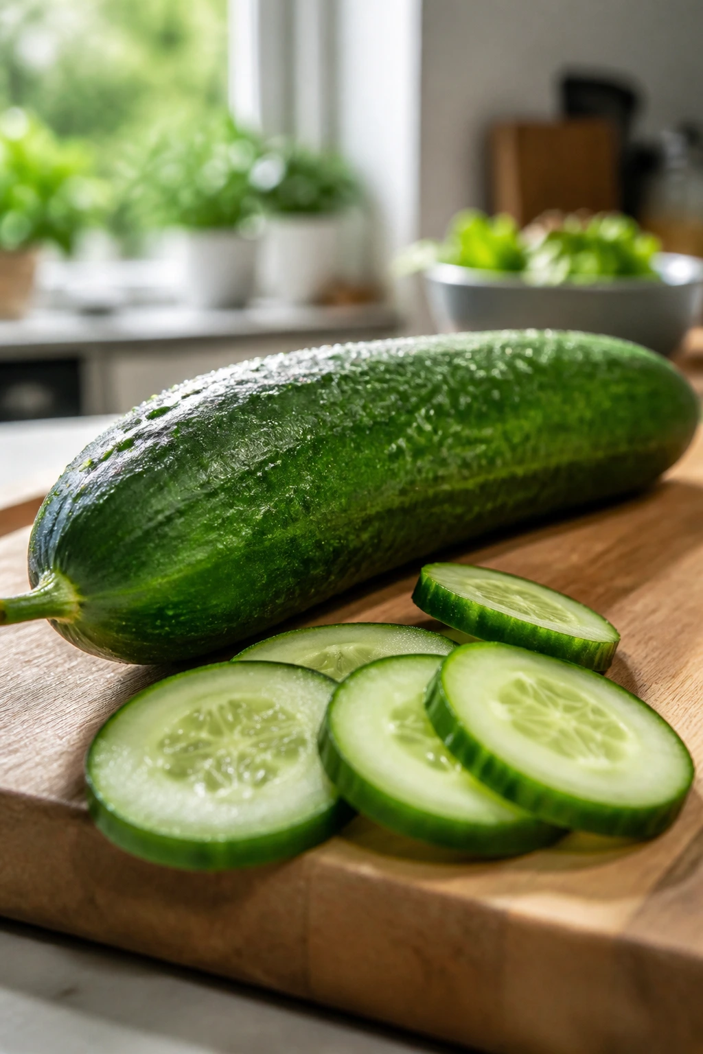 Are Cucumbers Good Or Bad For Gout? Find Out Now! 3 Cucumber on cutting board illustrating gout-friendly diet integration
