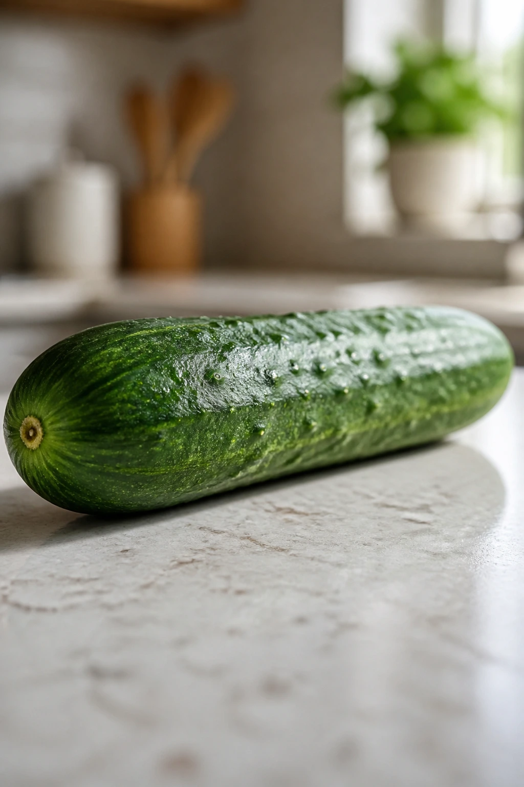 Are Cucumbers Good Or Bad For Gout? Find Out Now! 2 Close-up cucumber on kitchen counter illustrating gout considerations