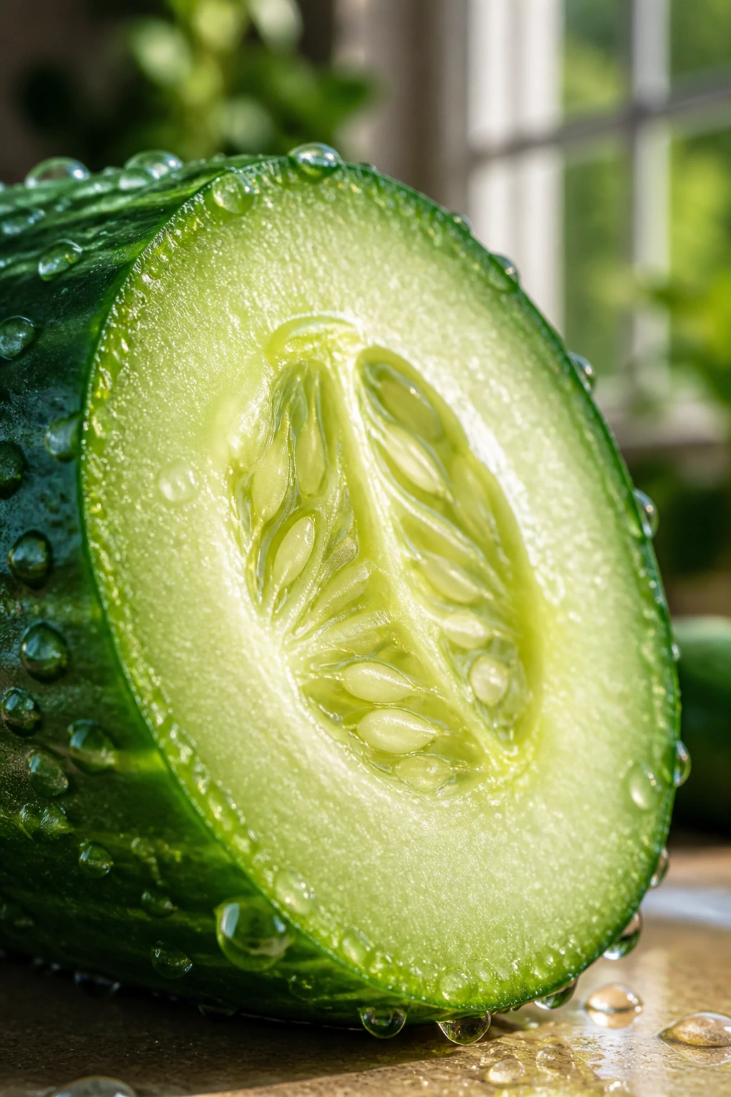 10 Surprising Benefits Of Eating Salad For Skin Health 4 Cucumber half with water droplets signaling skin hydration