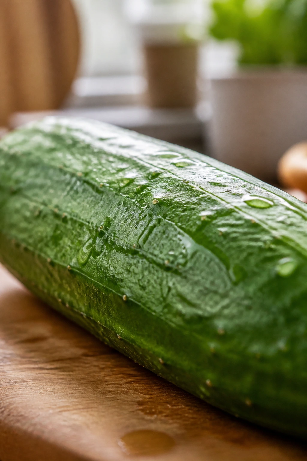 Is Cucumber Good For H. Pylori? Is It Safe Or Not? 2 Close-up of a fresh cucumber in a kitchen setting