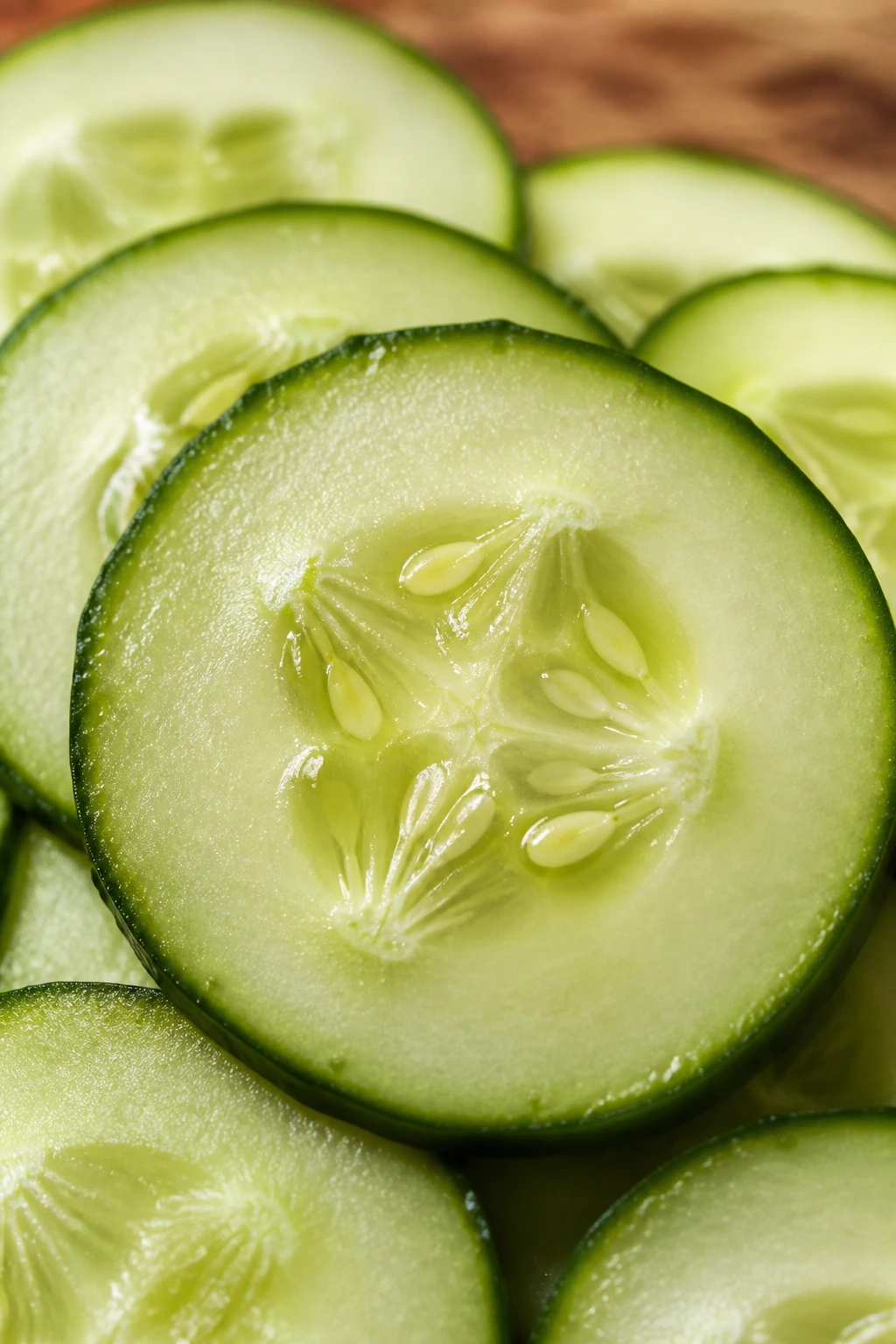 Do Cucumbers Affect Cholesterol Levels? Let's Find Out! 2 Macro close-up of cucumber slices filling the frame.