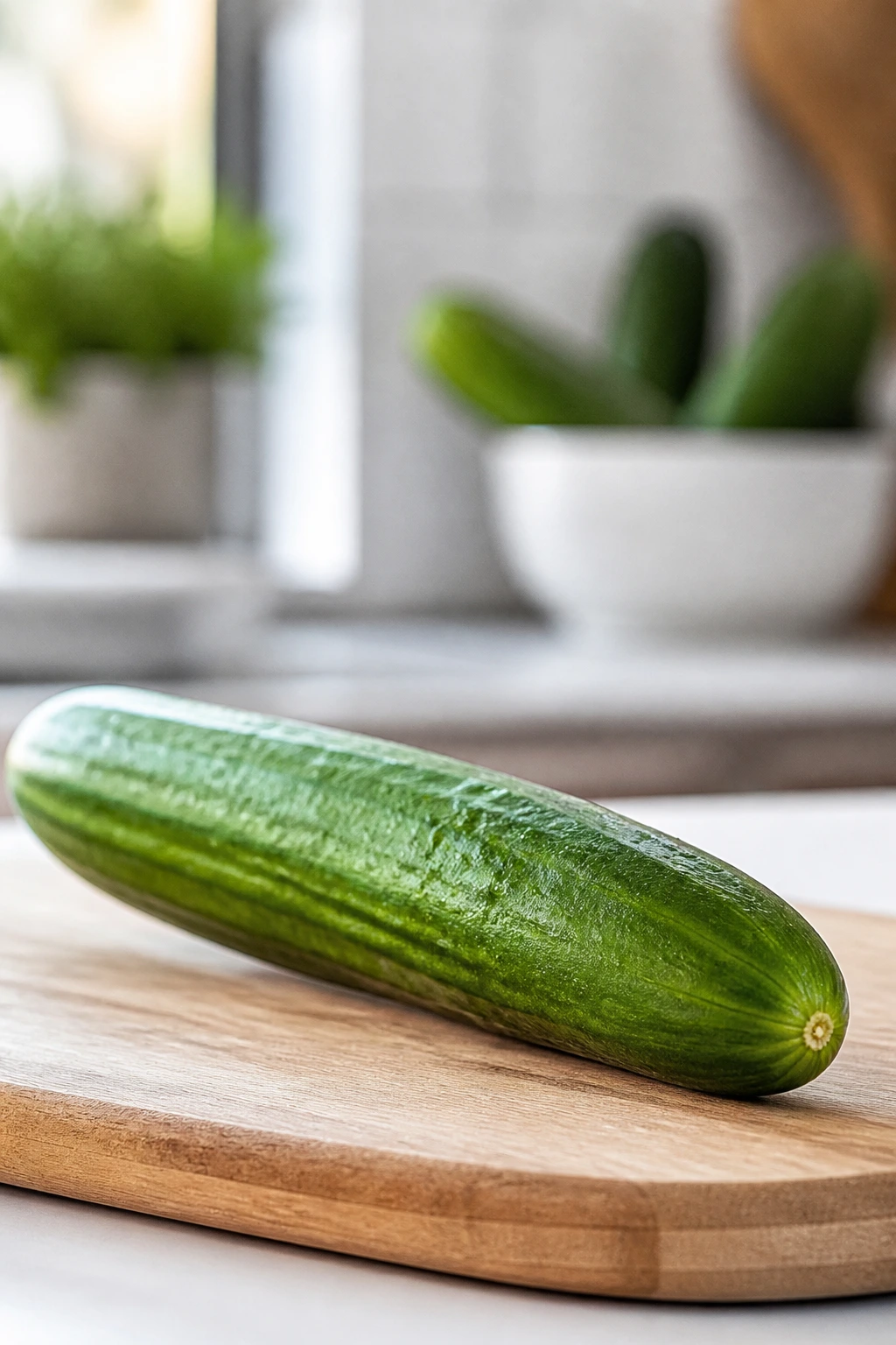 Close-up of cucumber highlighting low calories and hydration