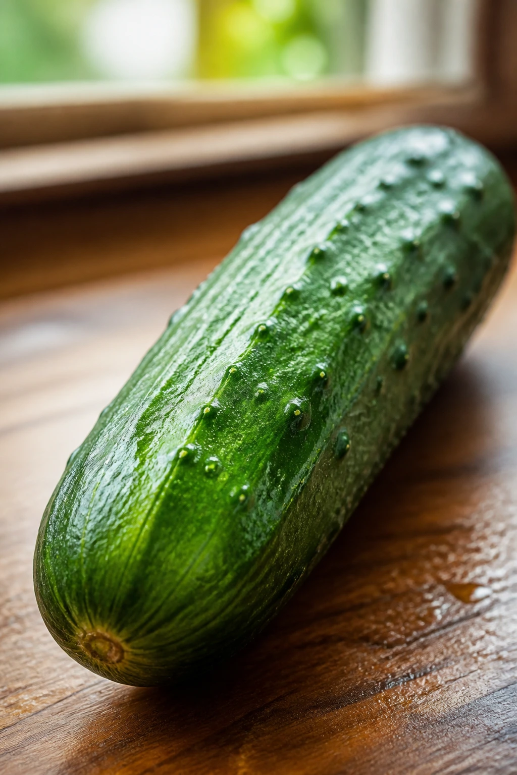Is Cucumber Good For Early Pregnancy? Is It Safe Or Not? 1 Close-up of a fresh green cucumber on a wooden kitchen counter