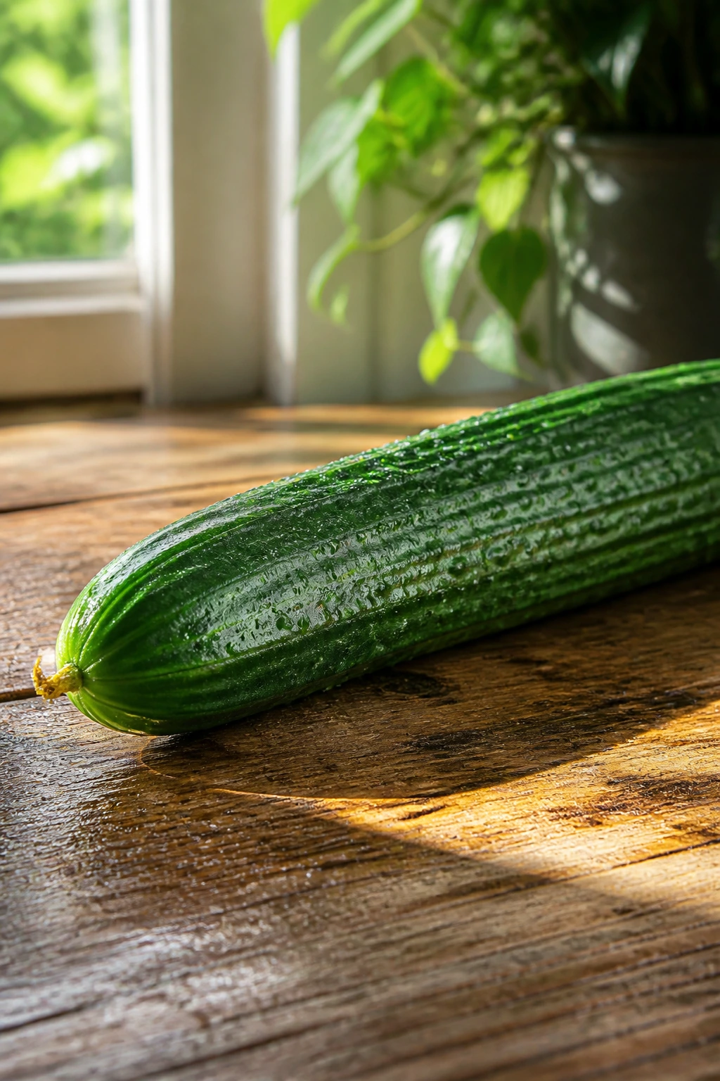 Is Cucumber Good For Early Pregnancy? Is It Safe Or Not? 6 Fresh whole cucumber on a wooden surface in soft daylight
