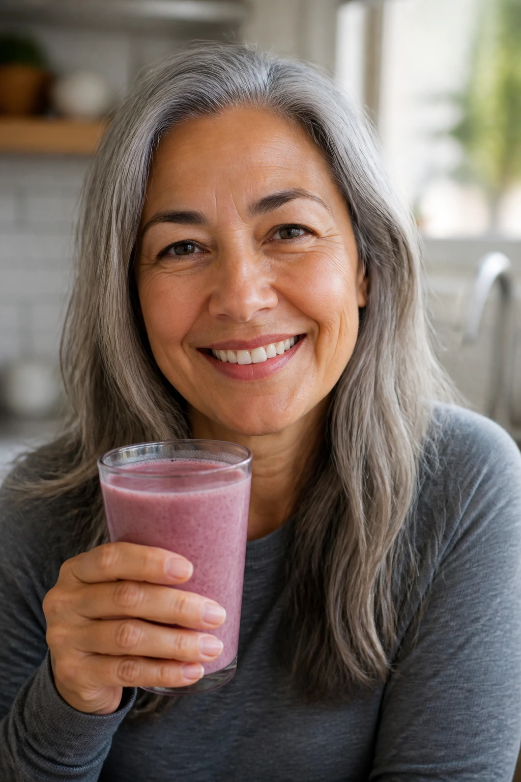 Does Blending Fruits Increase Blood Sugar Levels? 4 Portrait of a real person holding smoothie, suggesting diabetes-friendly choices